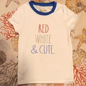 Rae Dunn Kids White Sweater with Blue Collar